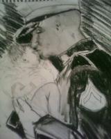 5 Min Sketches And Under - Soldiers Tender Moment With Son - Pencil