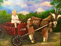 Oil Painting - Brandon Baby Drives Through The Village - Oil