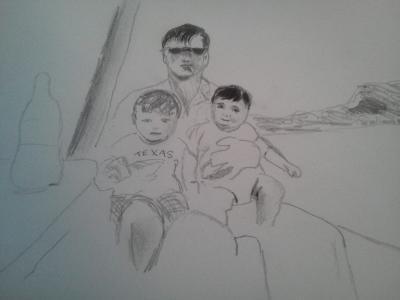 Drawing - Family Picnic - Pencil