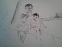 Drawing - Family Picnic - Pencil