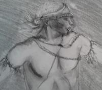 Tribal Dance - Pencil Drawings - By Elizabeth J White, Traditional Drawing Artist