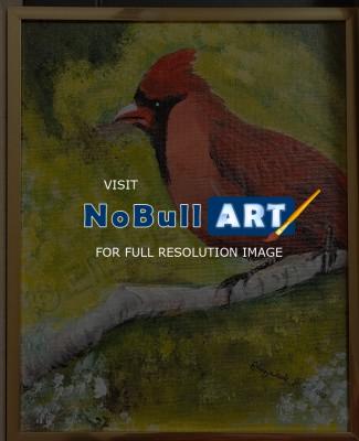Acrylics - Red Cardinal In Real Sc - Acrylics