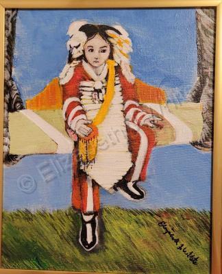 Acrylics - Native American Boy Just A Swinging - Acrylics