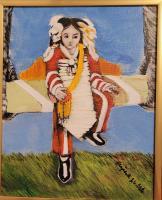 Native American Boy Just A Swinging - Acrylics Paintings - By Elizabeth J White, Traditional Painting Artist