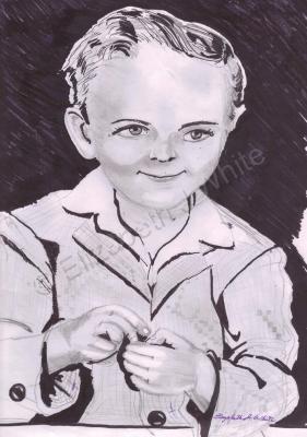 Drawing - Blue Eyed Boythe Othe Half Of A Set Done For Childrens Room - Pencil Pen Marker