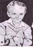 Blue Eyed Boythe Othe Half Of A Set Done For Childrens Room - Pencil Pen Marker Drawings - By Elizabeth J White, Traditional Drawing Artist