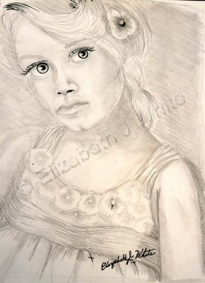 Drawing - Flower Girl Dream - Pencil