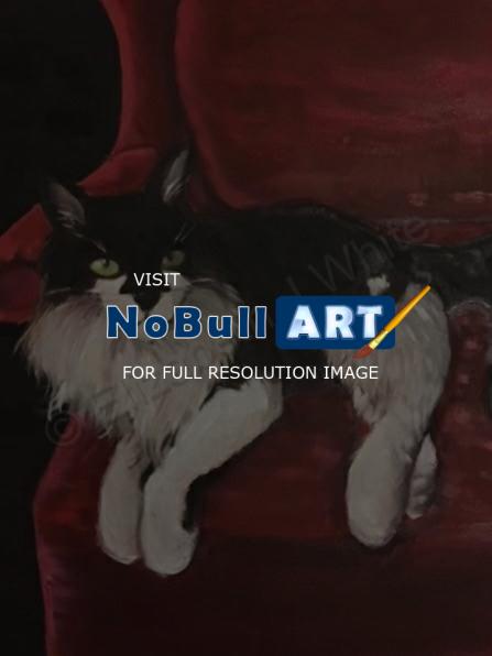 Oil Painting - Fluffy The Cat - Oil