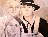 Rich In Family - Pencil Pen Marker Drawings - By Elizabeth J White, Traditional Drawing Artist