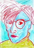 Andy Warhol - Pencil Pastel  Paper Drawings - By Natalia Savelieva, Expressionism Drawing Artist