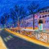 Paris Night - Pastel  Paper Drawings - By Natalia Savelieva, Expressionism Drawing Artist