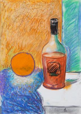 Still Lifes - Rum And  Orange - Pastel  Paper