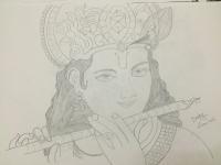 Pencil Arts - Lord Krishna - Pencil And Paper