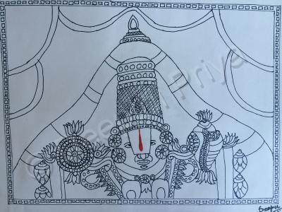 Pencil Arts - Lord Venkateswara - Pencil And Paper