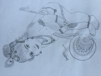 Pencil Arts - Lord Krishna - Pencil And Paper