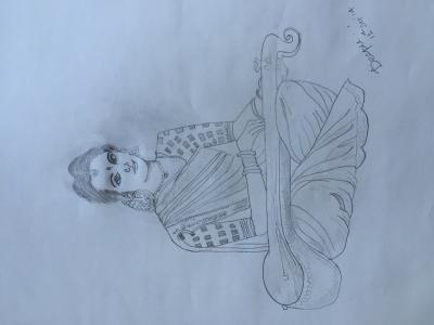 Pencil Arts - Women With Veena - Pencil And Paper