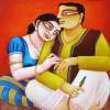 Cauple - Oil On Canvas Paintings - By Gautam Mukherjii, Indian Painting Artist