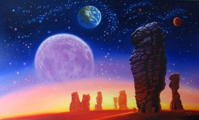 Landscape Dream - Space Pillars - Oil On Canvas