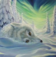 Polar Wolf - Oil On Canvas Paintings - By Sana Zee, Realism Painting Artist
