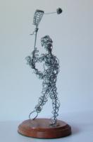 Lacrosse - Galvanized Steel Wire Sculptures - By Gerard Barberine, Abstract Sculpture Artist