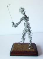 Bunker Shot - Galvanized Steel Wire Sculptures - By Gerard Barberine, Abstract Sculpture Artist