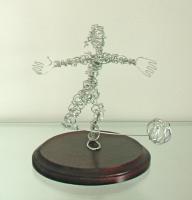 Soccer - Galvanized Steel Wire Sculptures - By Gerard Barberine, Abstract Sculpture Artist