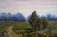 Junipers - Oil Paintings - By Magdalena Skrzynska, Mixed Painting Artist