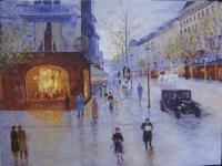 Paris - Along The Street 1930 - Oil On Canvas