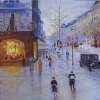 Along The Street 1930 - Oil On Canvas Paintings - By Slobodan Paunovic, Impressionism Painting Artist