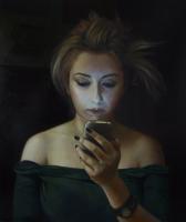 Portraits - Girl With Aphone - Oil On Canvas