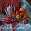 Still-Lifer With Apples - Oil On Canvas Paintings - By Levon Avagyan, Realism Painting Artist