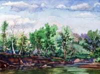 Emerald Creek - Watercolor On Paper Paintings - By Todd Norris, Romantic Painting Artist