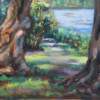 Path To The Lake - Canvas Board Paintings - By Claudia Thomas, Impressionistic Landscape Painting Artist