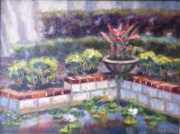 M A C Pool - Oil On Canvas Paintings - By Claudia Thomas, Impressionistic Landscape Painting Artist