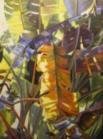 Yellow Frond - Oil On Canvas Paintings - By Claudia Thomas, Closed Landscape Painting Artist