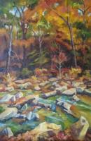 Stepping Stones - Oil On Canvas Paintings - By Claudia Thomas, Impressionistic Landscape Painting Artist