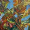 Palm Overlap - Oil On Canvas Paintings - By Claudia Thomas, Closed Landscape Painting Artist