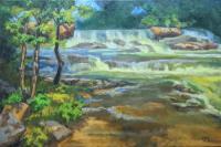 Landscapes - Spring Waterfall - Oil On Canvas