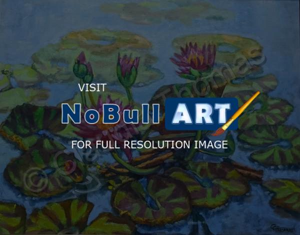 Botanicals - Lotus Blossoms - Oil On Canvas