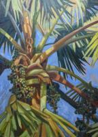 Seeded Fan Palm - Oil On Canvas Paintings - By Claudia Thomas, Botanical Painting Artist