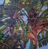 Two Bird Of Paradise Palms - Oil On Canvas Paintings - By Claudia Thomas, Botanical Painting Artist