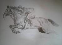 Pencil Sketch - Horse Rider - Pencil