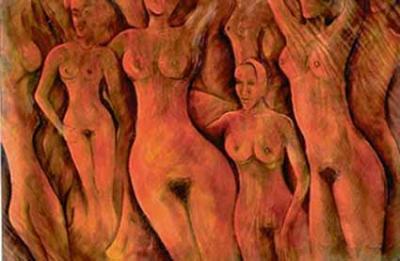 Real And Surreal World - Nude In Red - Acrylics