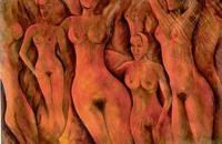 Nude In Red - Acrylics Paintings - By Heinz Sterzenbach, Figurativ Painting Artist