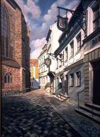 Square Of Nikolai Church - Oil Paintings - By Heinz Sterzenbach, Realism Painting Artist