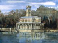 Saviour Church Of Sakrow - Watercolor Paintings - By Heinz Sterzenbach, Realism Painting Artist