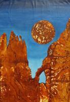 Vu 181 Red Formation Of Rocks - Ferroprint Paintings - By Heinz Sterzenbach, Surrealism Painting Artist