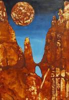 Vu 182 Mountain Pinnacle - Ferroprint Paintings - By Heinz Sterzenbach, Surrealism Painting Artist