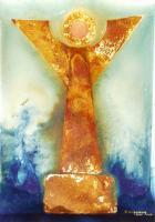 Vu 93 Angel 1 - Ferroprint Paintings - By Heinz Sterzenbach, Surrealism Painting Artist