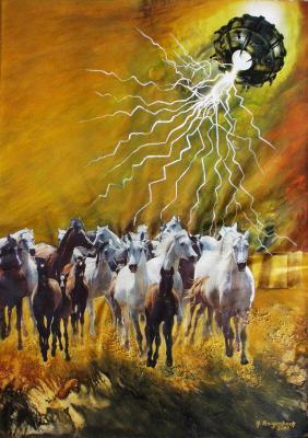 Real And Surreal World - Vu 17 Gallopping Horse Herd 1 - Ferroprint